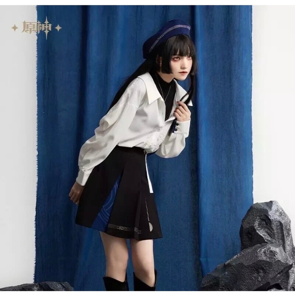 Genshin Impact Wanderer Scaramouche‎ Pleated Skort Black Blue miHoYo Size M NEW